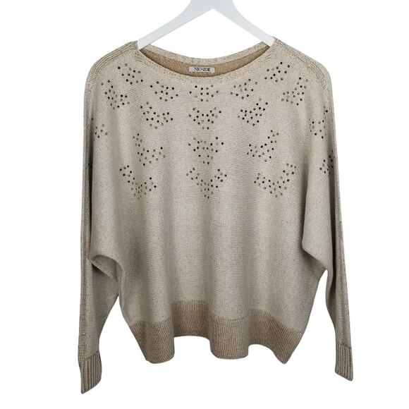 Nic+Zoe Sweater Constellation Embellished Knit Retail $168 - Size M - Picture 2 of 7